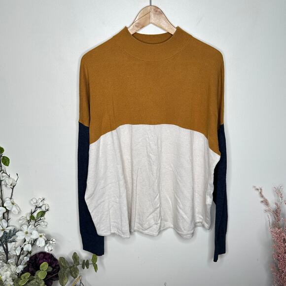 Madewell Brown and Cream Colorblock Turtleneck Sweater - Picture 4 of 8